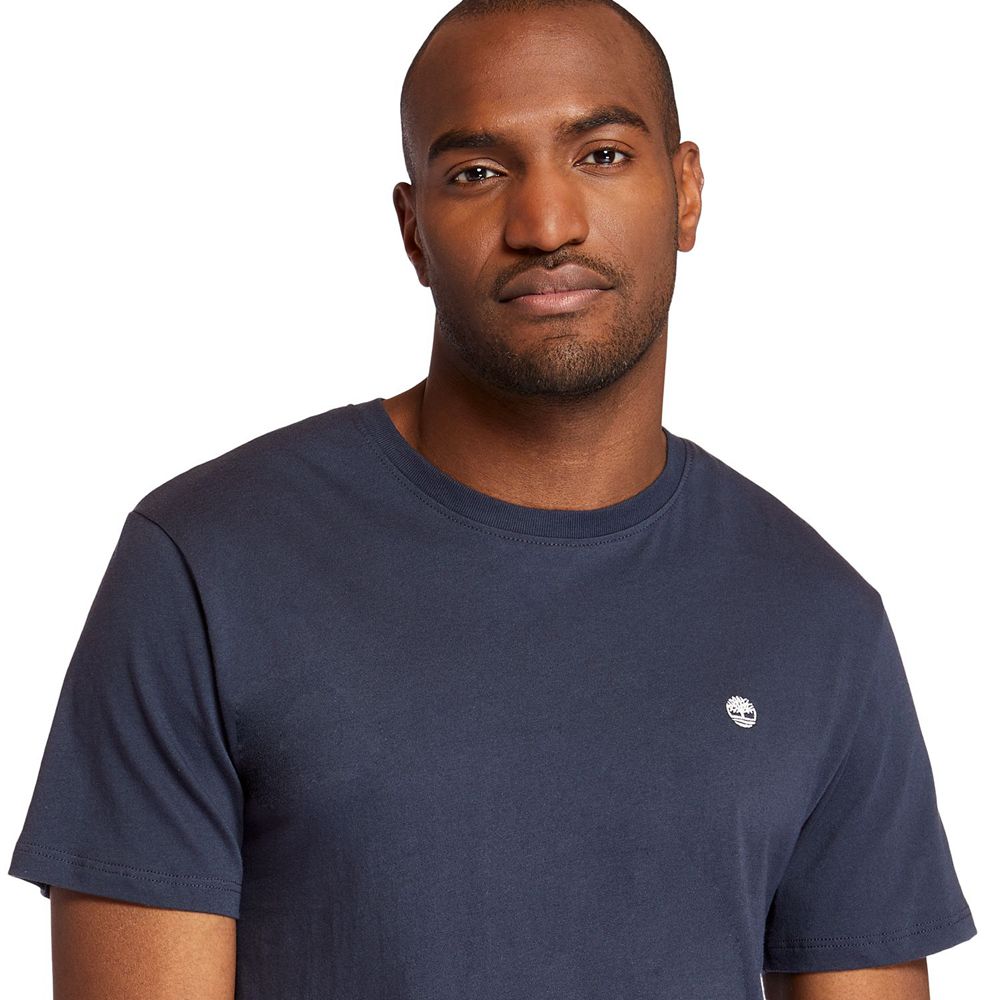 Camisetas Masculino - Timberland Embroidered Logo - OFZEA5429 - Azul Marinho